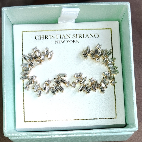 Christian Siriano Gold and Silver Crystal Earrings - Picture 1 of 4